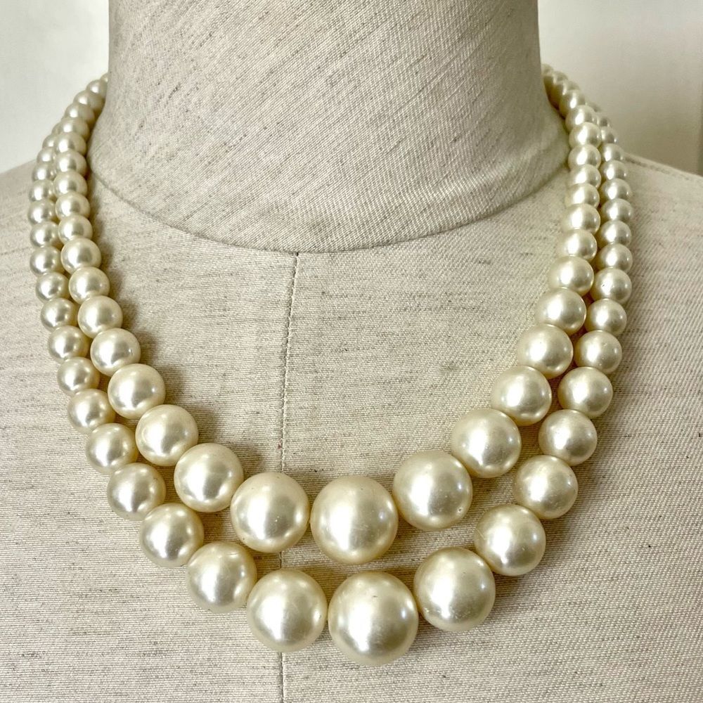 Faux Pearl double strand necklace